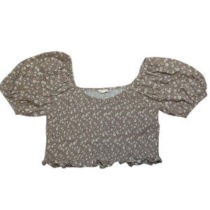 Altar'd State Women's Brown and White Crop-top